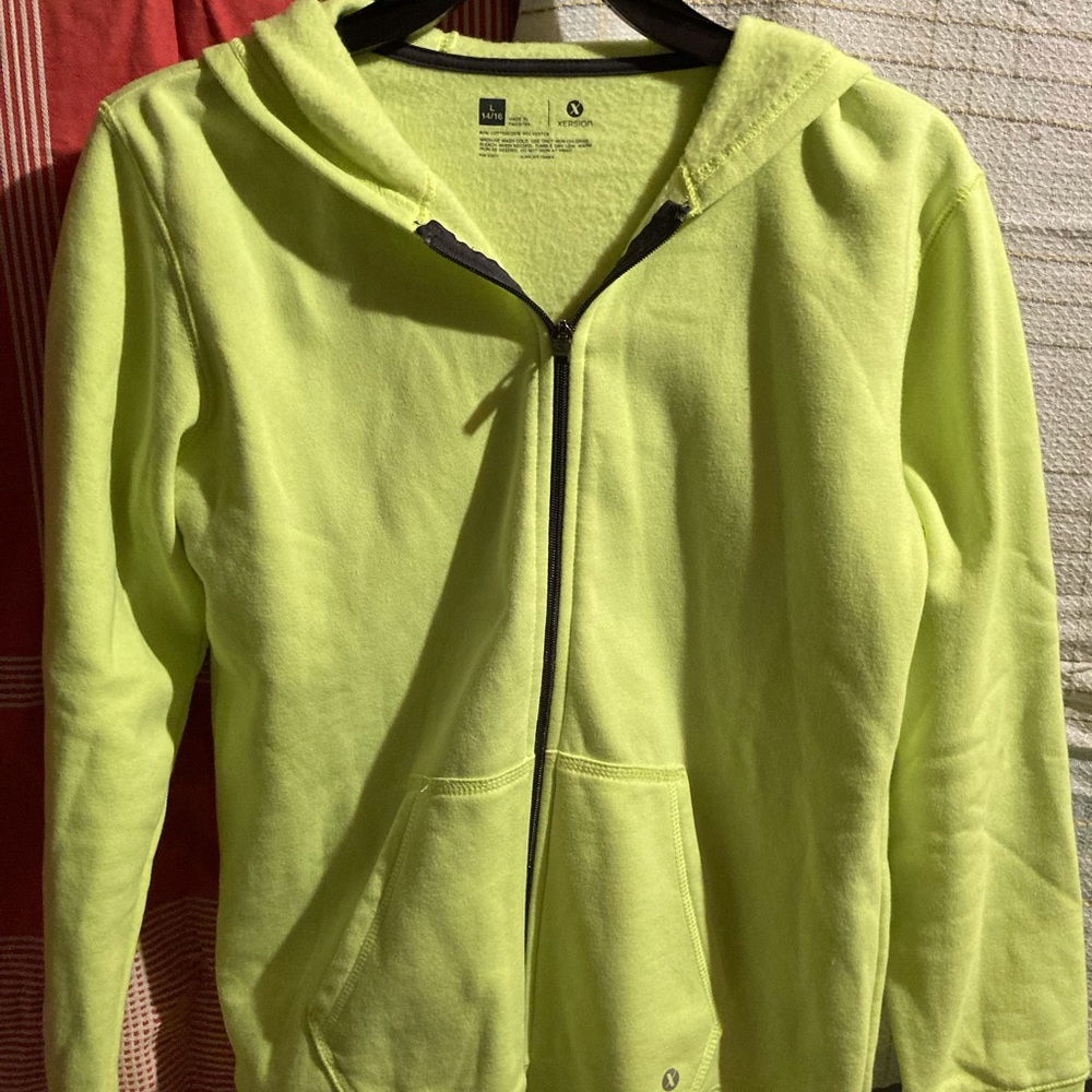 Yellow Xersion Sweatshirt Kids Large 14/16 Hooded Hoodie Nice